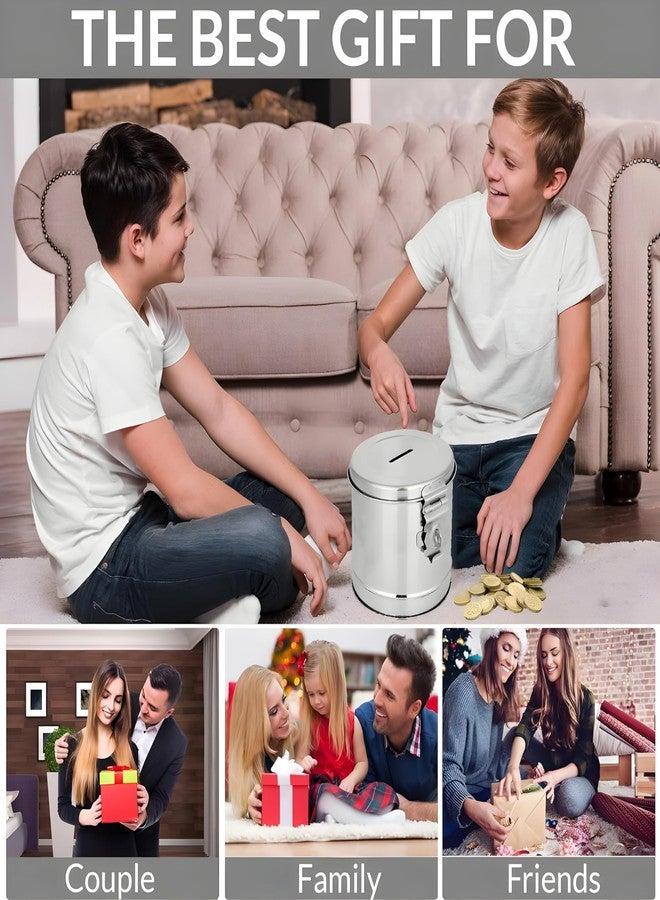 Standify Money Box, Stainless Steel, Home & Office, Steel, 1500-ML, 12.5x15x12.5 cm, Classic Style, 384g, Set of 2 - Image 5